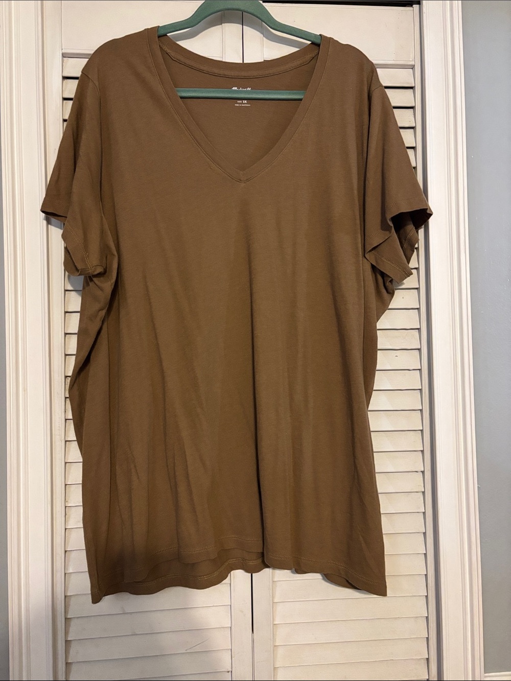 Madewell Women's V-Neck Short Sleeve Top — Brown